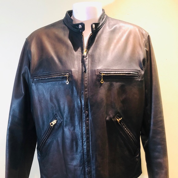 rrl slim fit leather jacket
